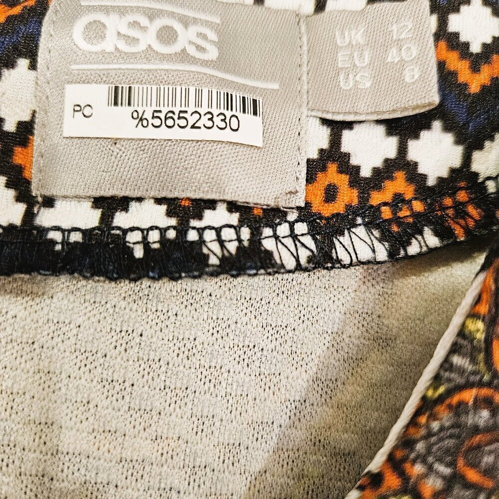 ASOS Woman's Multicolored Bold Paisley Boho Midi Dress Size 8 - Picture 9 of 10